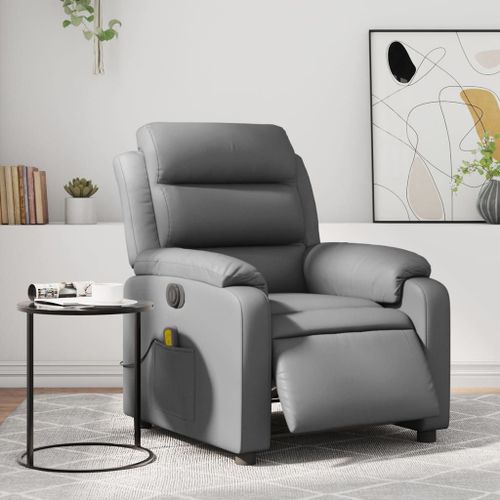 Vidaxl Fauteuil De Massage Inclinable Électrique Gris Similicuir