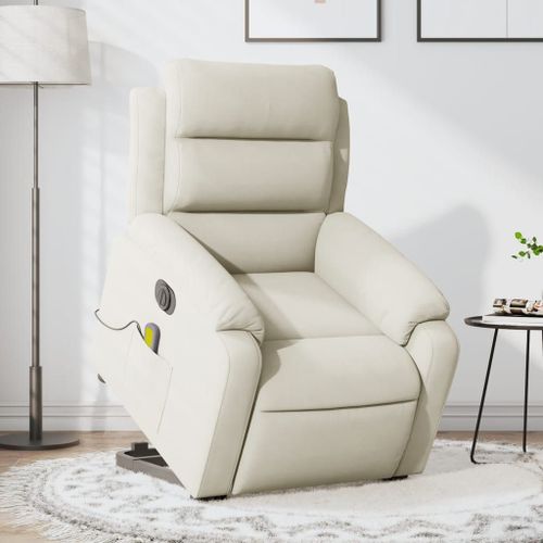 Vidaxl Fauteuil Inclinable De Massage Électrique Crème Velours