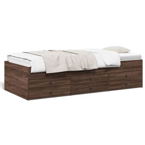 Vidaxl Lit De Jour Avec Tiroirs Sans Matelas Chêne Marron 100x200 Cm