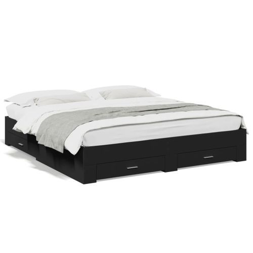 Vidaxl Cadre De Lit Avec Tiroirs Sans Matelas Noir 180x200 Cm