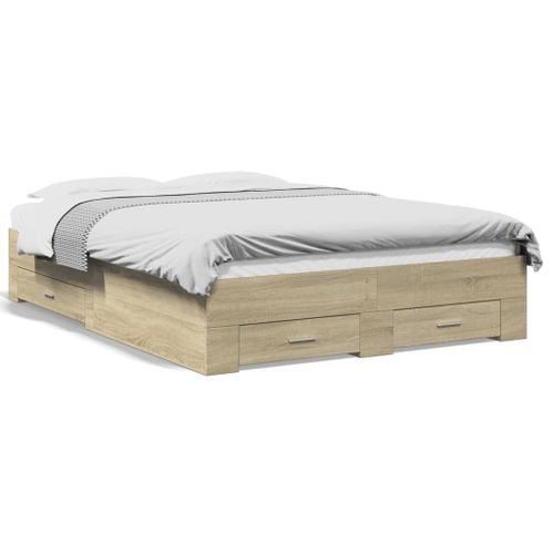 Vidaxl Cadre De Lit Avec Tiroirs Sans Matelas Chêne Sonoma 120x200 Cm