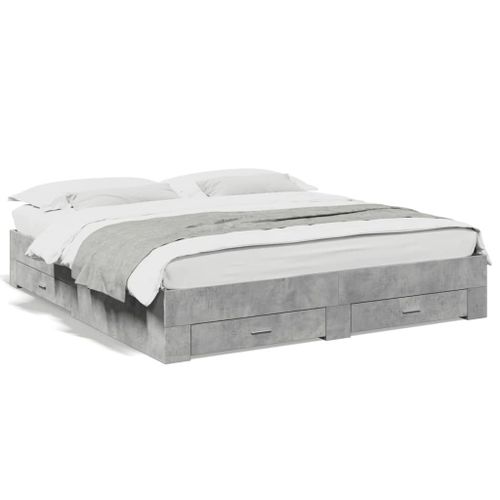 Vidaxl Cadre De Lit Avec Tiroirs Sans Matelas Gris Béton 180x200 Cm