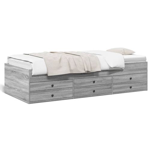 Vidaxl Lit De Jour Avec Tiroirs Sans Matelas Sonoma Gris 90x190 Cm