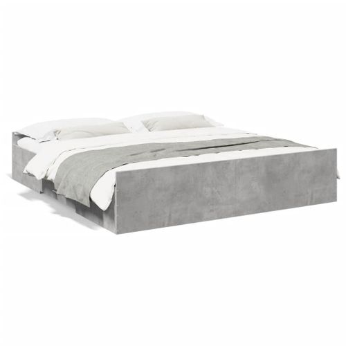 Vidaxl Cadre De Lit Avec Tiroirs Sans Matelas Gris Béton 180x200 Cm