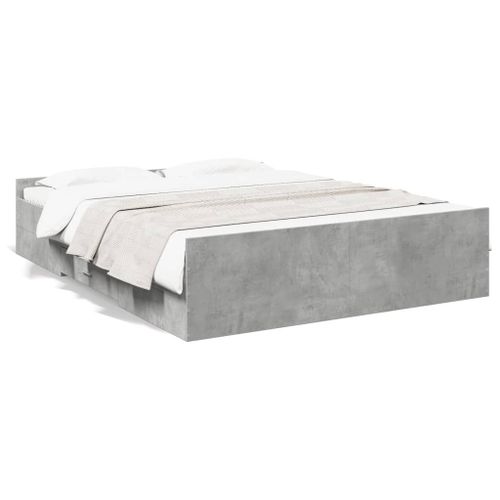 Vidaxl Cadre De Lit Avec Tiroirs Sans Matelas Gris Béton 160x200 Cm
