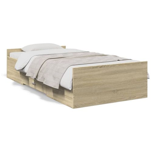 Vidaxl Cadre De Lit Avec Tiroirs Sans Matelas Chêne Sonoma 100x200 Cm