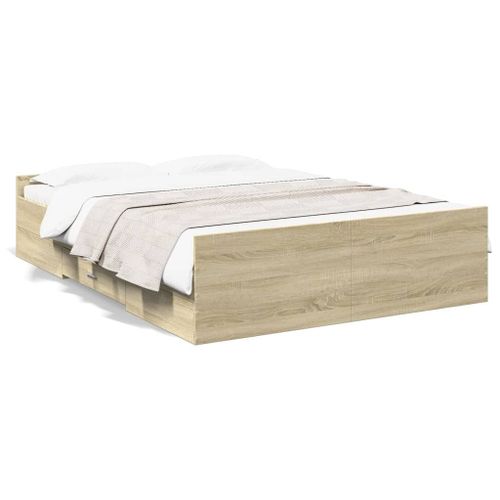 Vidaxl Cadre De Lit Avec Tiroirs Sans Matelas Chêne Sonoma 120x190 Cm