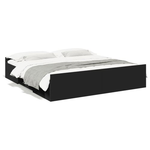 Vidaxl Cadre De Lit Avec Tiroirs Sans Matelas Noir 200x200 Cm