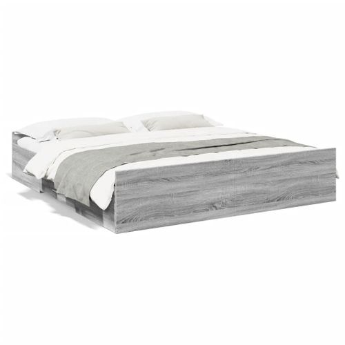 Vidaxl Cadre De Lit Et Tiroirs Sonoma Gris 200x200cm Bois D'ingénierie