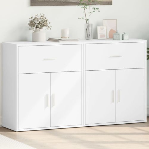 Vidaxl Buffets 2 Pcs Blanc 60x31x70 Cm Bois D'ingénierie