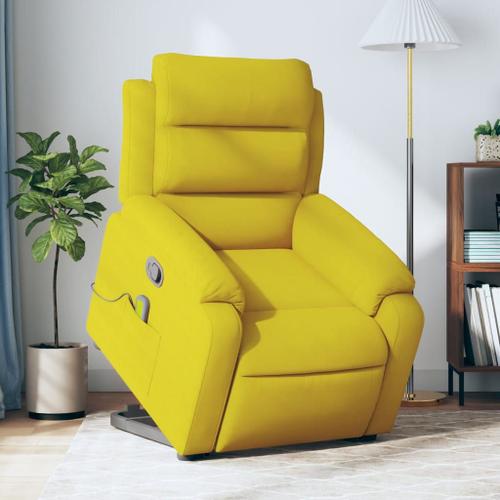 Vidaxl Fauteuil De Massage Inclinable Jaune Velours