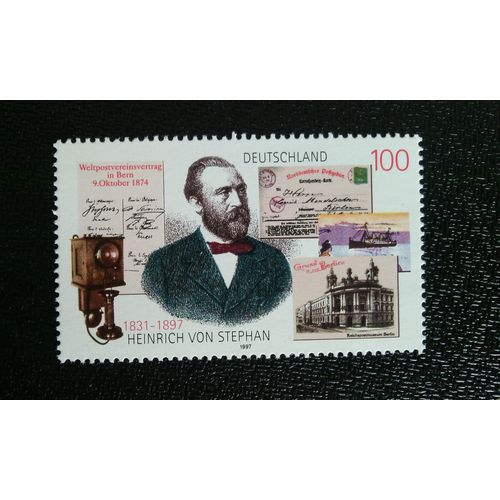 Timbre Allemagne Yt 1744 Heinrich Von Stephan (1831-1897), Téléphone Et Cartes Postales 1997