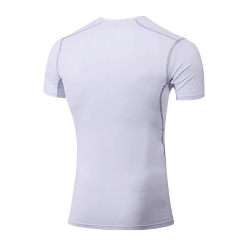 T-shirt de Compression Homme - ZEWOW - Manches Courtes - Blanc - Fitness