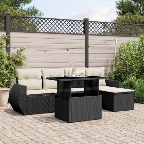 Vidaxl Salon De Jardin 6 Pcs Avec Coussins Noir Résine Tressée