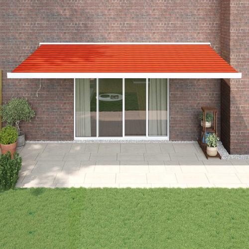 Vidaxl Auvent Rétractable Orange Et Marron 5x3 M Tissu Et Aluminium