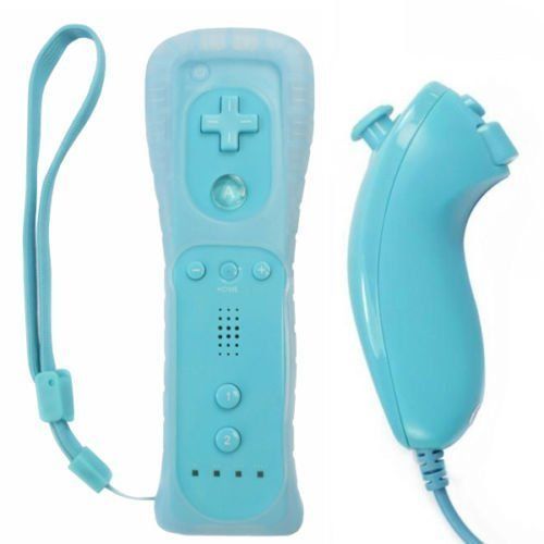 Bleu Manette Telecommande + Nunchuck Compatible Nintendo Wii Wii Controleur