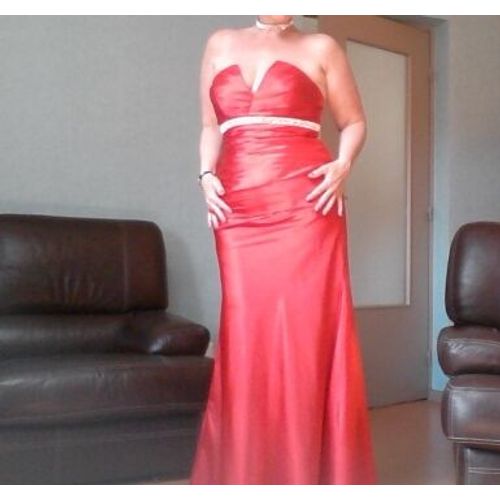 Robe De Soirée Inconnue Cocktail Satin 40 Rouge