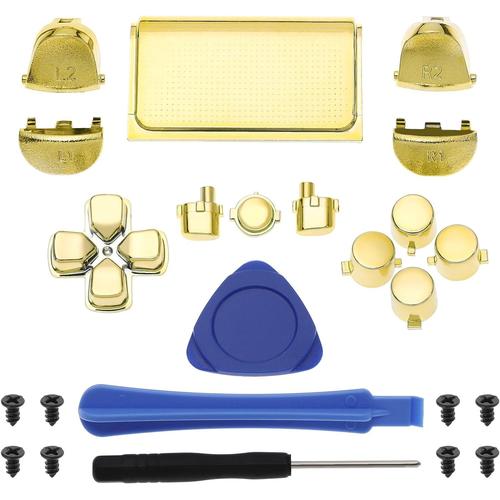 Store 24pcs Kit De Réparation De Boutons Complet Compatible Avec Ps4 Pro 040 Contrôleur Dpad R1 L1 R2 L2 Déclencheurs Touchpad Action Options De Partage Boutons D'accueil Avec Outils, Or