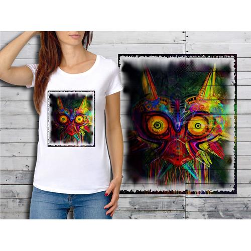 T-Shirt Blanc Femme Collection Zelda 01 Majora 's Mask