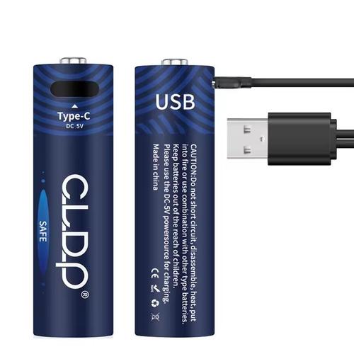 Pile AA batterie rechargeable Port USB de type C CLDP 1.6v1800mwh 4 pièces de matériau nickel-zinc, 1200 cycles, de grande capacité et de type durable avec câble de charge