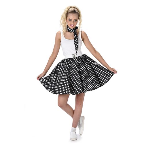 Déguisement Années 50 Noir À Pois Femme Medium