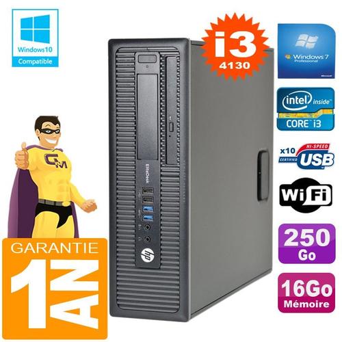 PC HP EliteDesk 800 G1 SFF Core I3-4130 16Go Disque 250Go Graveur DVD Wifi W7