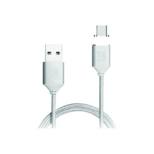 Think Xtra - Câble USB - USB (M) pour Micro-USB de type B (M) magnétique - USB 2.0 - 2 A - 1 m - argent