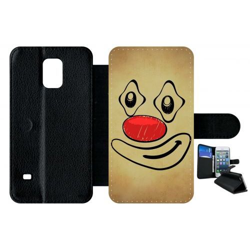 Etui À Rabat Galaxy S5 - Smiley Clown Nez Rouge - Simili-Cuir - Noir