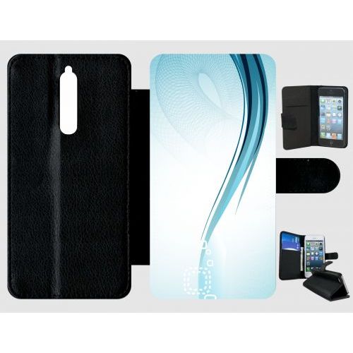 Etui À Rabat Nokia 8 - Forme Bleu Arrondi - Simili-Cuir - Noir