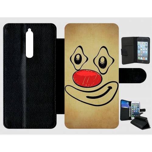 Etui À Rabat Nokia 8 - Smiley Clown Nez Rouge - Simili-Cuir - Noir