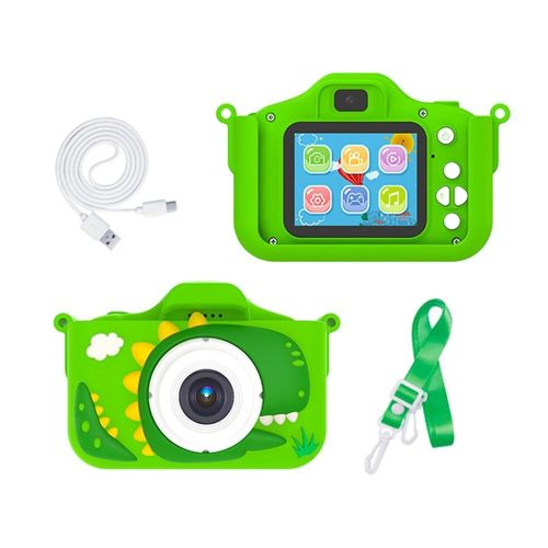 Shop-Story - Dinocam_Vert : Appareil Photo Numérique Dinosaure Pour Enfants 1080p Caméra Avant/Arrière & Jeux - Vert