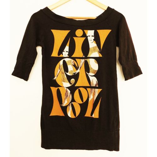 T-Shirt Marron. Imprimé Femme. Bershka. Coton. Taille 36