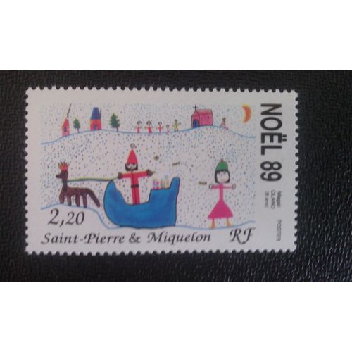 Timbre Saint Pierre Et Miquelon (France) Yt 512 Père Noël, Magali Olano (8 Ans) 1989