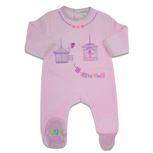 Les Chatounets - Pyjama Bébé Velours - Rose