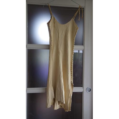 Robe Sexy En Daim Cuir 34/36 Beige