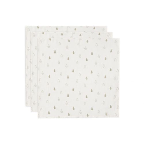 Lot De 3 Lange Gaze De Coton 70 X 70 Cm Happy Miffy Olive - Jollein