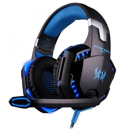 Casque Gamers KOTION PRO G2000, Filaire avec Micro Basse Stéréo LED (Bleu / Noir)
