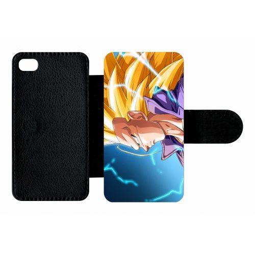 Etui À Rabat Iphone 4s - Dragon Ball Gt Trunks Super Saiyan 3 - Simili-Cuir - Noir