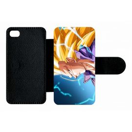 Etui À Rabat Iphone 4s - Dragon Ball Gt Trunks Super Saiyan 3 - Simili-Cuir - Noir