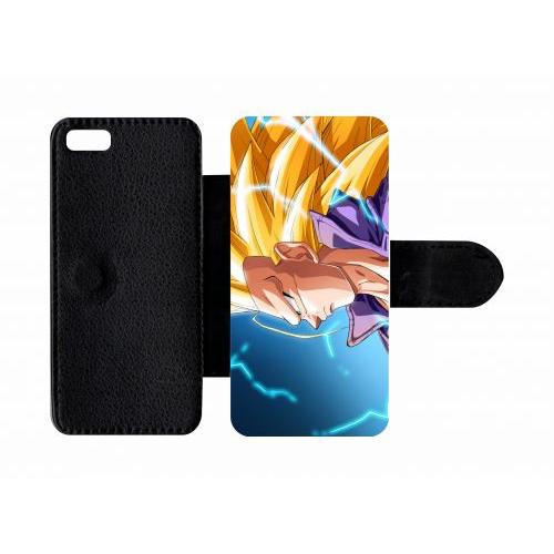 Etui À Rabat Iphone 5c - Dragon Ball Gt Trunks Super Saiyan 3 - Simili-Cuir - Noir