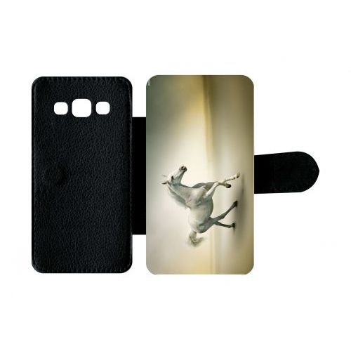 Etui À Rabat Galaxy A3 (2015) - Cheval Blanc En Course - Simili-Cuir - Noir