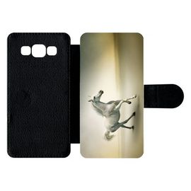 Etui À Rabat Galaxy A5 (2015) - Cheval Blanc En Course - Simili-Cuir - Noir