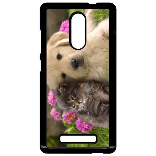 Coque Xiaomi Redmi Note 3 - Chiot Golden Retriever Et Chaton - Noir