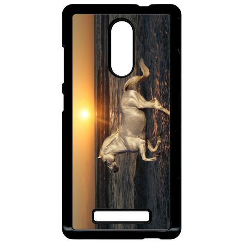 Coque Xiaomi Redmi Note 3 - Cheval Blanc Couché De Soleil Sur La Plage - Noir