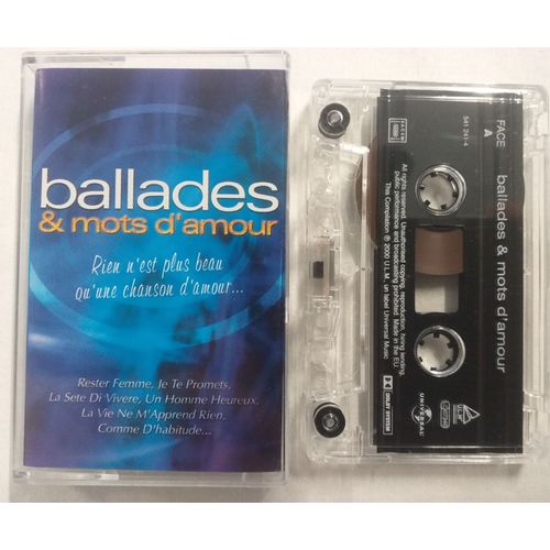 Rare K7 Audio Compil Johnny Hallyday Bashung Gainsbourg Eddy Mitchell Balavoine Brel Léo Ferré Dalida Claude François Brassens Barbara Feldman Marvin Gaye "Ballades Et Mots D'amour" Universal 541241-4
