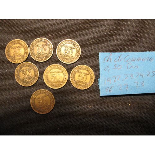 Lot 7 Pièces 50 Centimes "Chambres De Commerce" 1922 À 1928