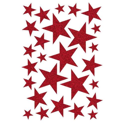 Herma Feuille De 26 Autocollants De Noel Magic "Étoiles Rouge", Pailletté