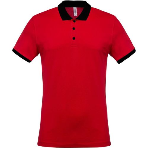 Polo Bicolore Pour Homme - K258 - Rouge - Manches Courtes