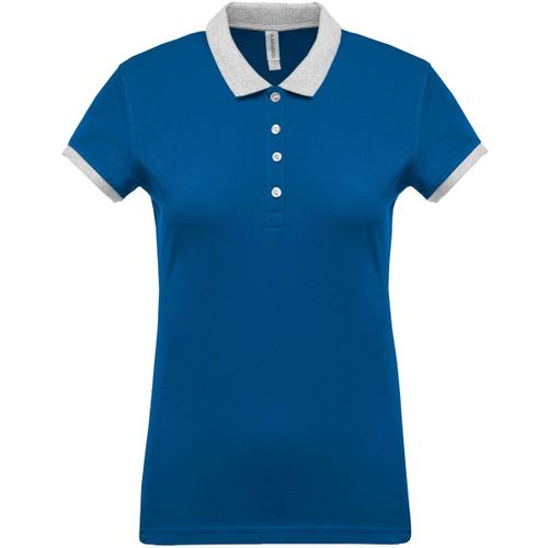 Polo Bicolore Pour Femme - K259 - Bleu Roi - Manches Courtes
