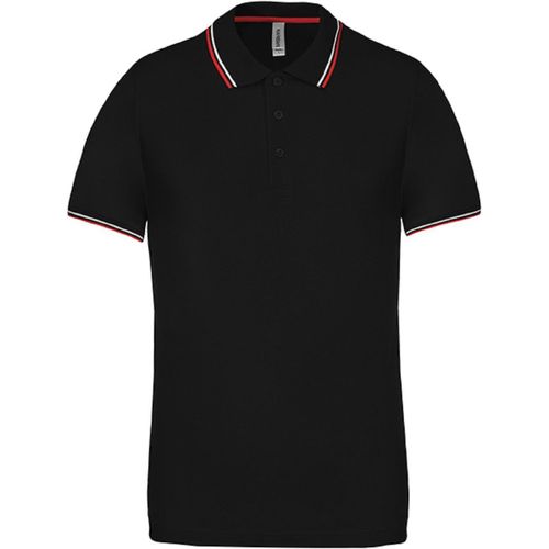 Polo Bandes Contrast?Es Homme - K250 - Noir - Rouge-Blanc - Manches Courtes